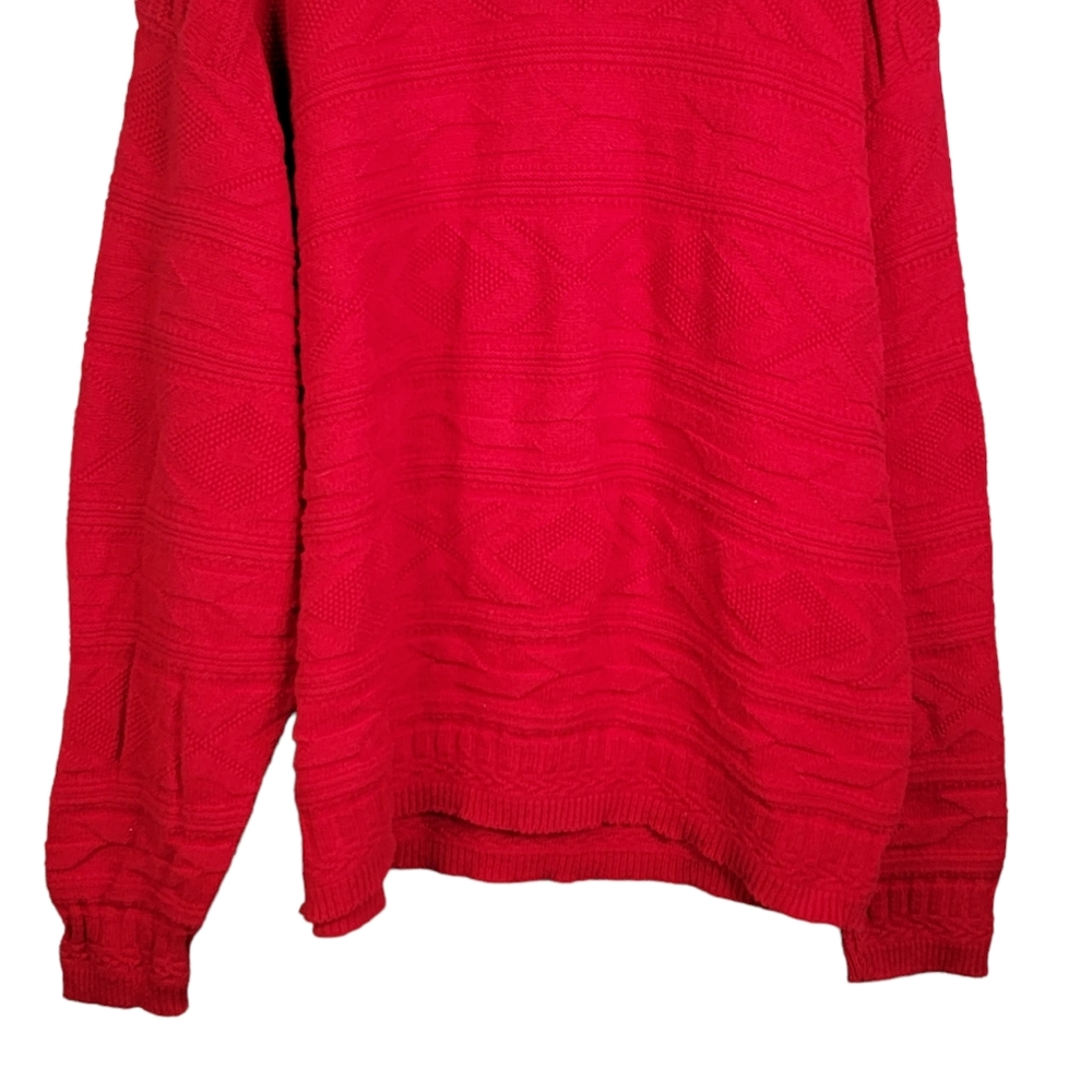 Par Four Cable 3D Knit Red Cold Weather Winter Sweater Men's XXL - Picture 2 of 12